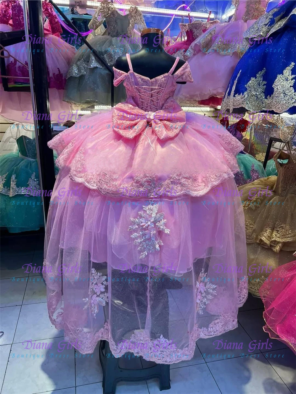 Lovely Little Princess Purple Tulle Fluffy Quality Applique Flower Girl Dress for Wedding Kids Birthday Party Evening Ball Gowns