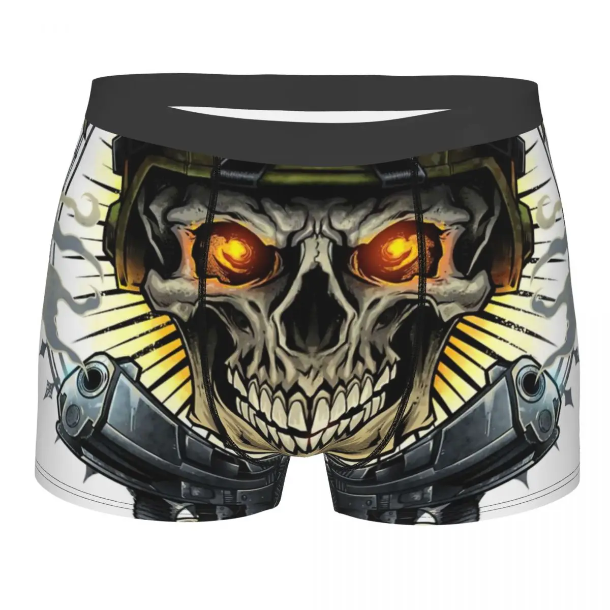 Skull Soldier And Guns Underpants Cotton Panties Men's Underwear Ventilate Shorts