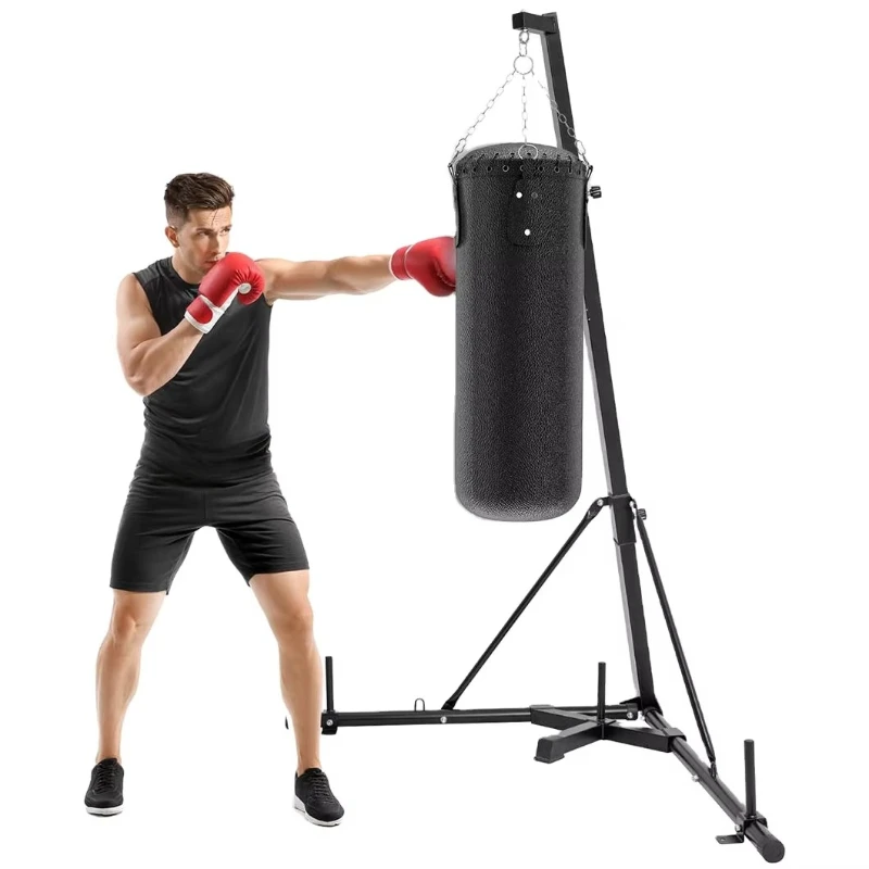 

Height Adjustable Foldable Boxing Bag Rack Stable Home Fitness Training Support
