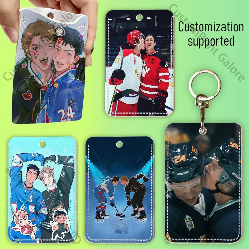 H-Heated R-Rivalry Shane Ilya Printed PU Leather Card Holder with Keychain Card Case Portable ID Badge Holder for Daily Use