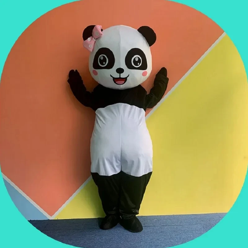 Costume da bambola del fumetto della mascotte del Panda gigante per adulti attività di Halloween puntelli per prestazioni promozionali Set divertente bambola Flyer di carnevale Bea