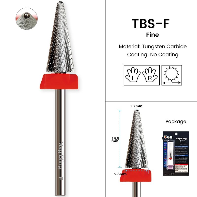 MagiBling Kreuzschnitt-Nagelbohrer mit konischer Spitze, Hartmetall, für Links- und Rechtshänder, Nagelhaut-Hartgel-Entfernung, professionelle Bits, 3/32 Zoll – Detail 7