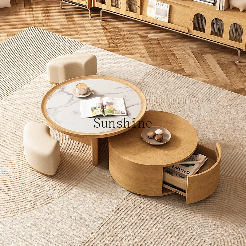 Nordic rock slab coffee table living room home modern simple size round tea table combination