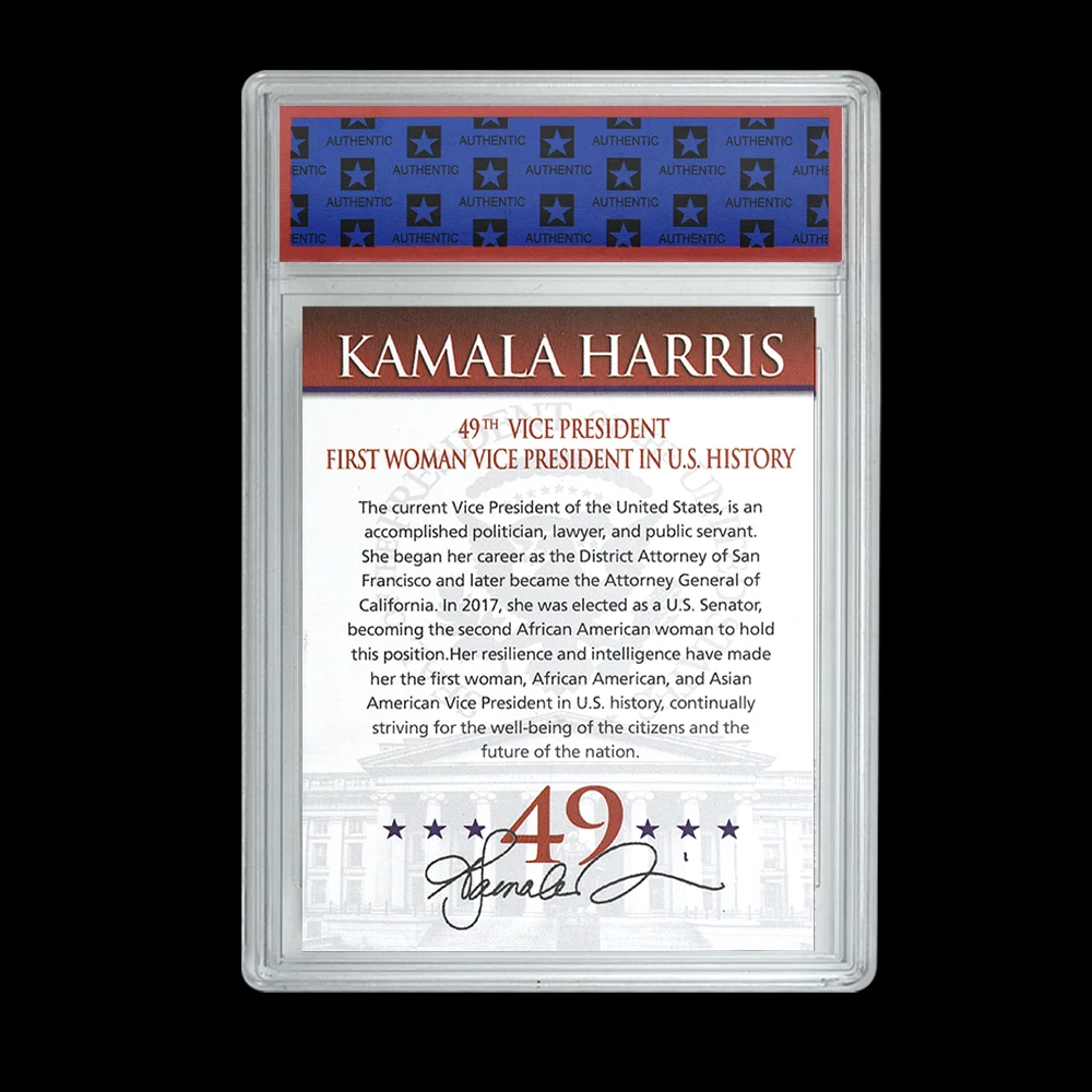 US 49th Vice President Kamala Harris Paper Rating Card in Shell Outstanding Female Representative 2024 Fans Collectibles