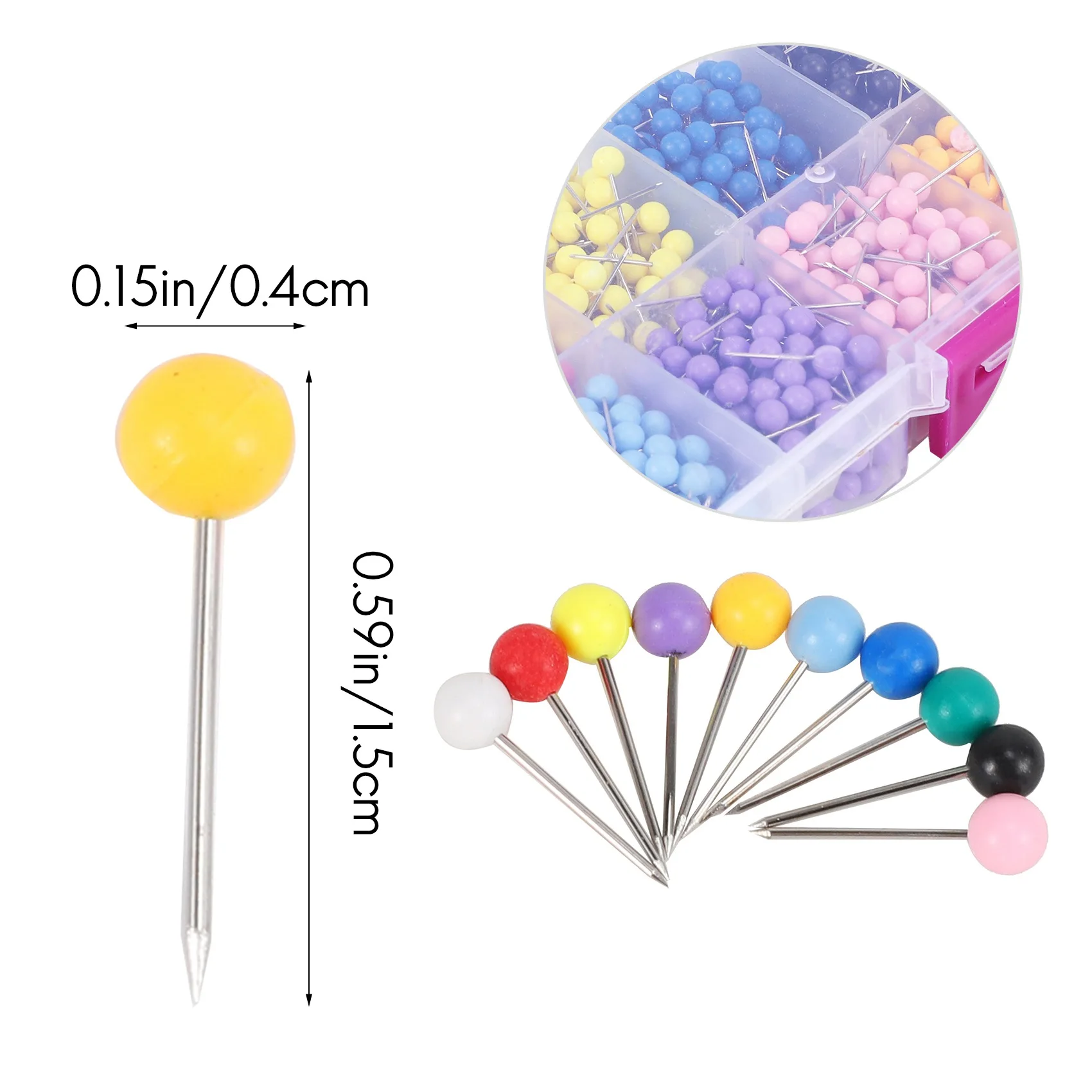 The New 1000 Pcs Map Tacks Push Pins Plastic with Steel Point Cork,Board Safety Colored Thumbtack Office School Supply