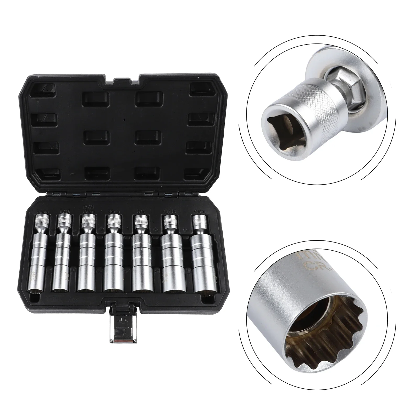 16mm Magnetic Socket Wrench 7 Piece Spark Socket Set Efficient Operation Fits 3 8 Inch Wrench Portable Storage Case