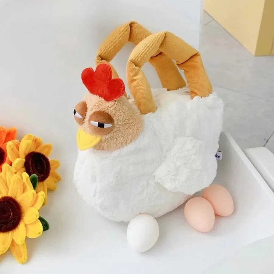 

Fur Chicken Plush Bag Ugly Hen Shape Handbag Funny Kawaii Chicken Doll Satchel Purse for Women Birthday Gifts