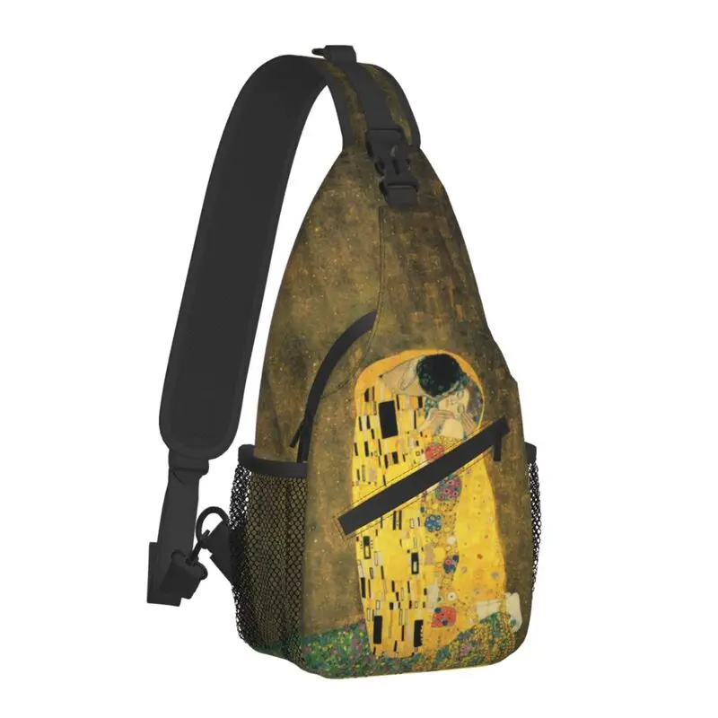 The Kiss By Gustav Klimt Sling Chest Bag Custom Shoulder Crossbody Backpack for Men Traveling Daypack