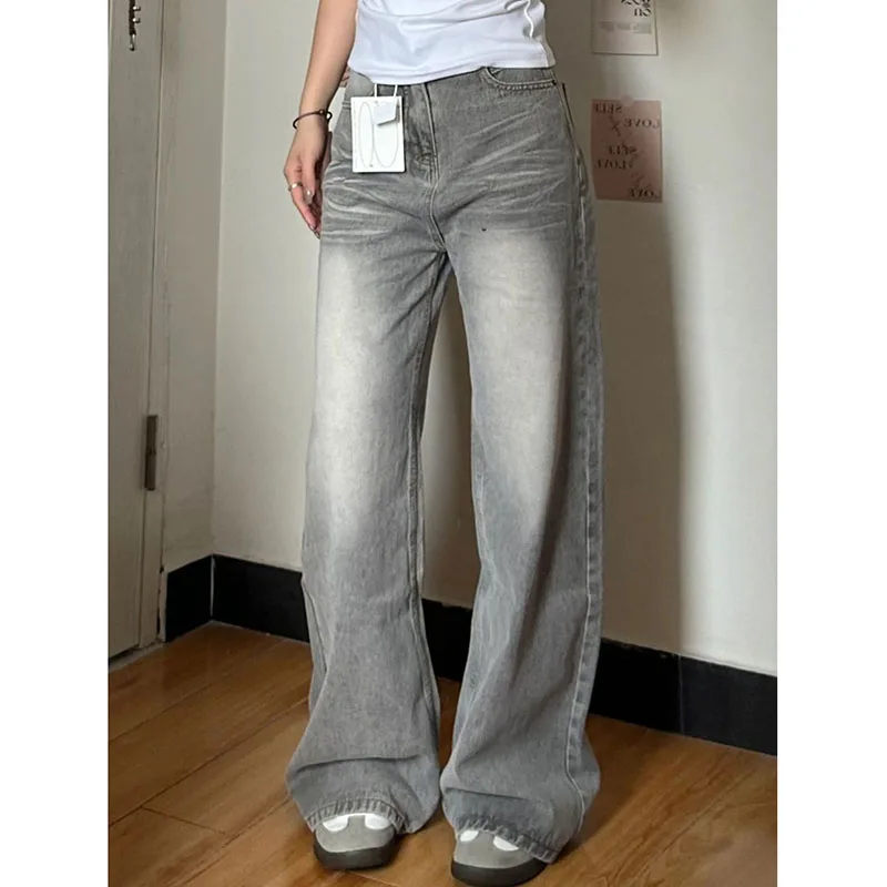 Lucyever Y2K Vintage Baggy Jeans Woman Harajuku Streetwear High Waisted Wide Leg Trousers Women Autumn Winter Washed Denim Pants