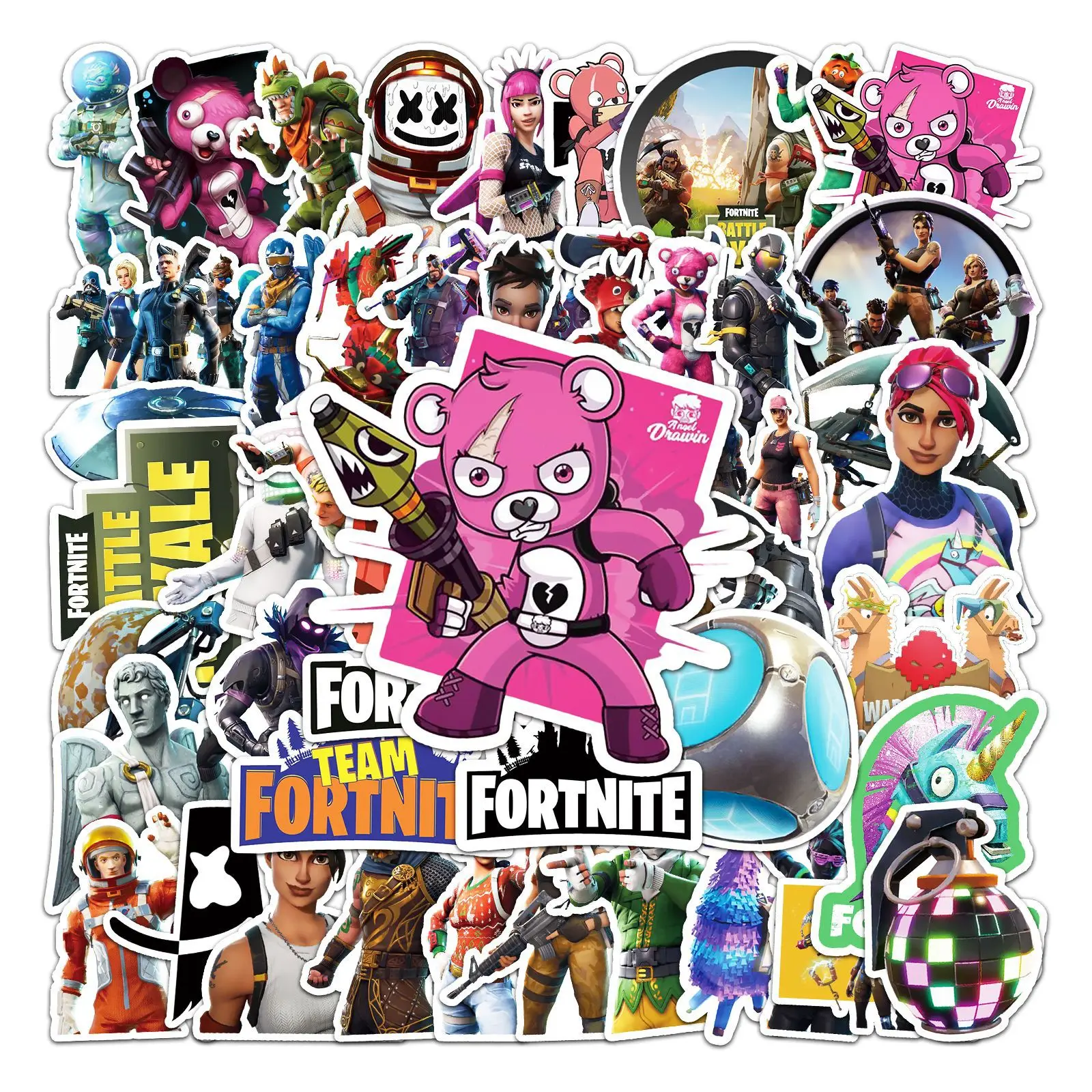 Nuovi adesivi Fortnites Adesivo cartone animato Skateboard Ipad Bagagli Laptop Doodle Adesivi Decorazioni Regali di compleanno per bambini Giocattoli