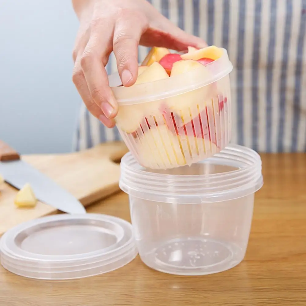 Onion Fruit Food Drain Storage Box Container Home Kitchen Double-layer Sealed Storage Bottles Jar Box