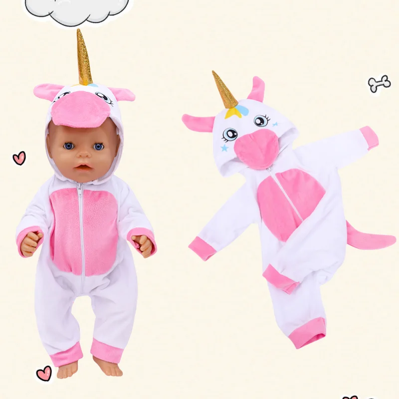 43 cm Doll Outfits for 17-18Inch Dolls Baby Born Doll Cute Jumpers Rompers Suit+Shoes Warm Clothes on A Doll Baby Christmas Gift