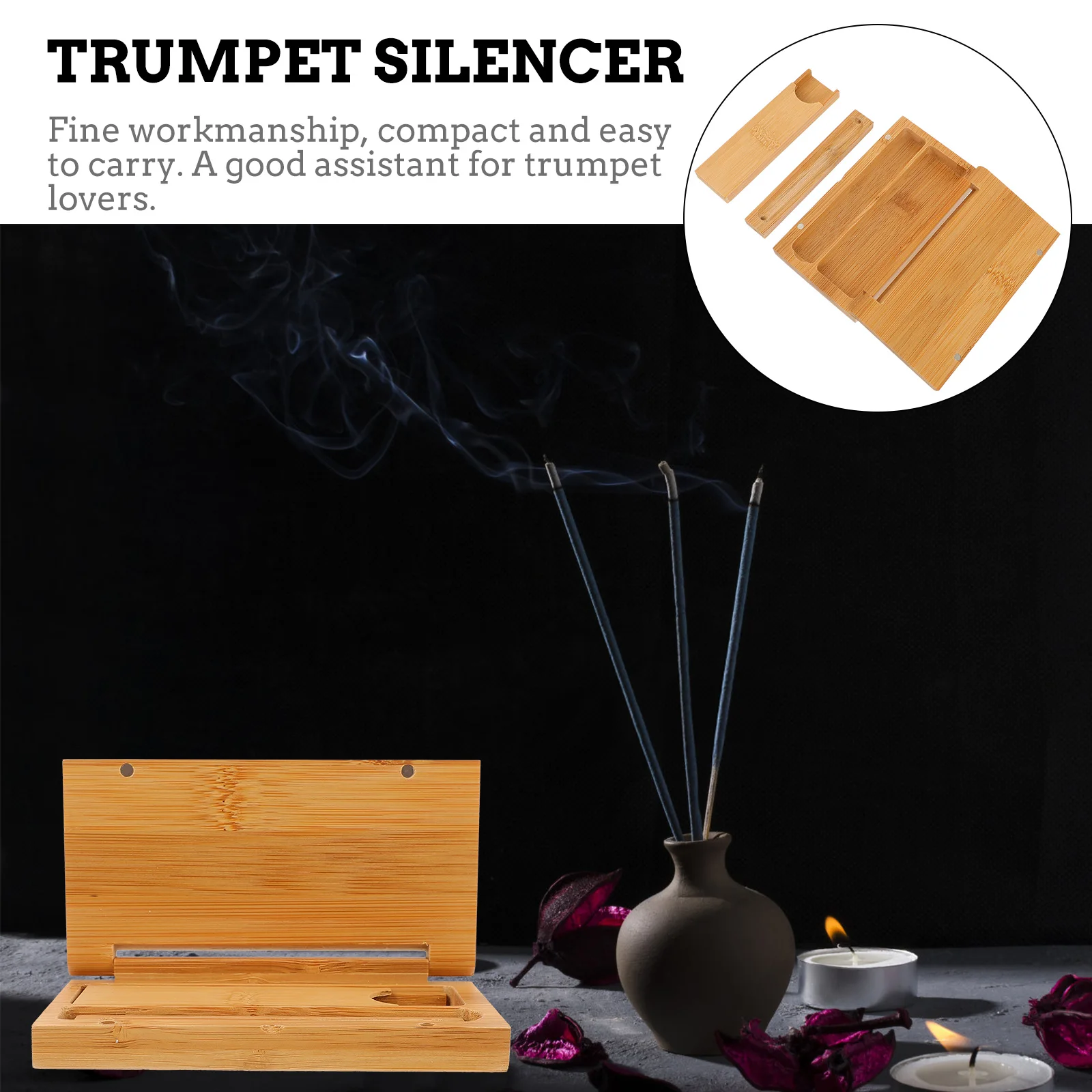 

3pcs Incense Stick Box Portable Sandalwood Storage Container Carbonized Bamboo Lightweight Yellow Holder High-Density