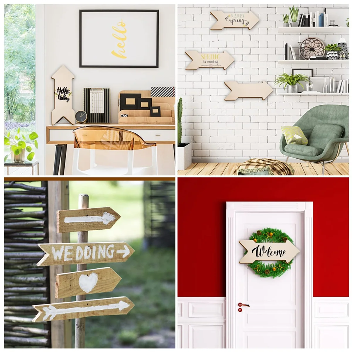 

A62K 8PCS Wooden Shape Cutouts Unfinished Wood Sign Blank Hanging Wooden Plaque Wood