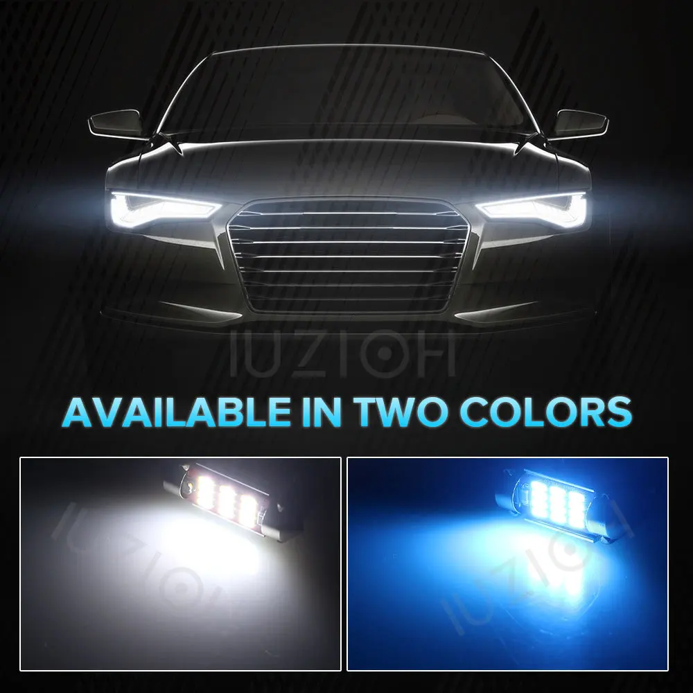 IUZIOH 2PCS 31mm Led Festoon C5W C10W 36mm 39mm 41mm 31 mm Bulb Interior Reading Light Dome Trunk Car Signal Lamp Crystal Blue