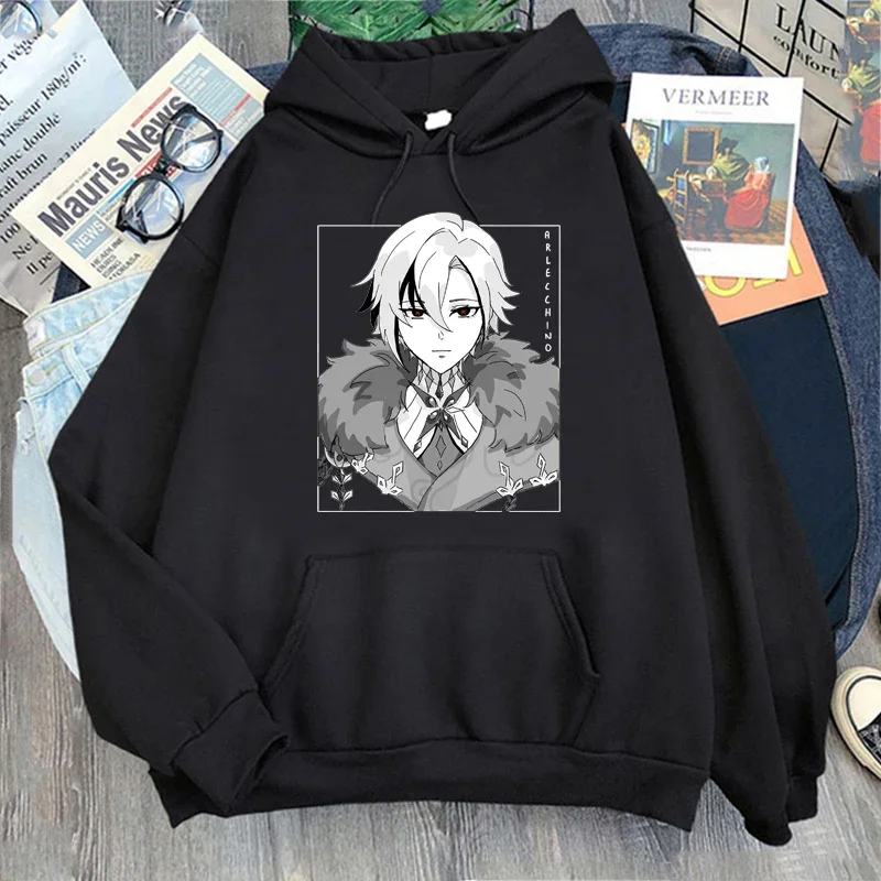 

Genshin Impact Arlecchino Print Hoodies Unisex Long Sleeve Hoodie Casual Women's Sweatshirts Streetwear Hooded Clothes Tops