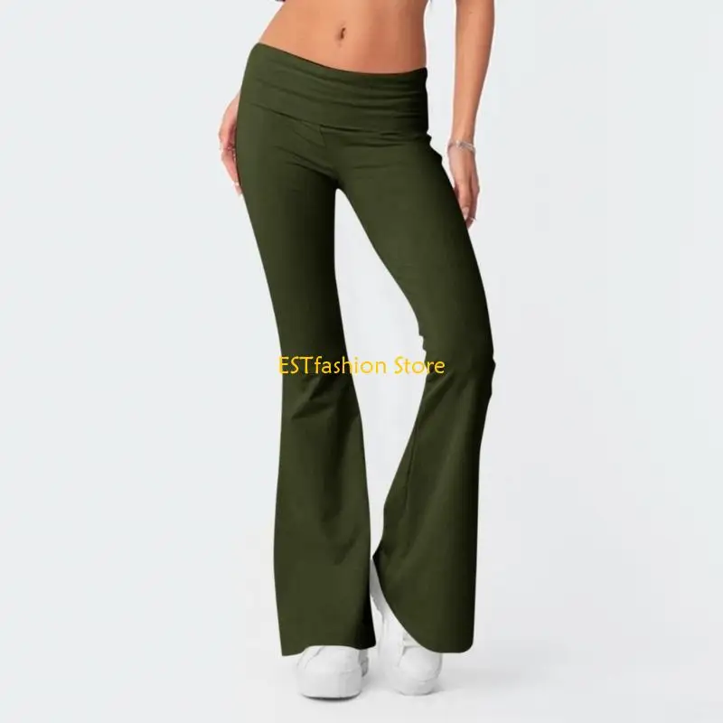 Y5GC Wide Leg Sweatpants for Women Fold Over Low Rise  Yoga Pants Low Rise Sweatpants