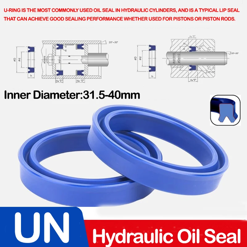 31.5/32/35/36/38/39-40MM,UN Radial Shaft Hydraulic Seal,Polyurethane Piston Shaft Piston Rod PU Single Lip U Cup Oil Seal O-Ring