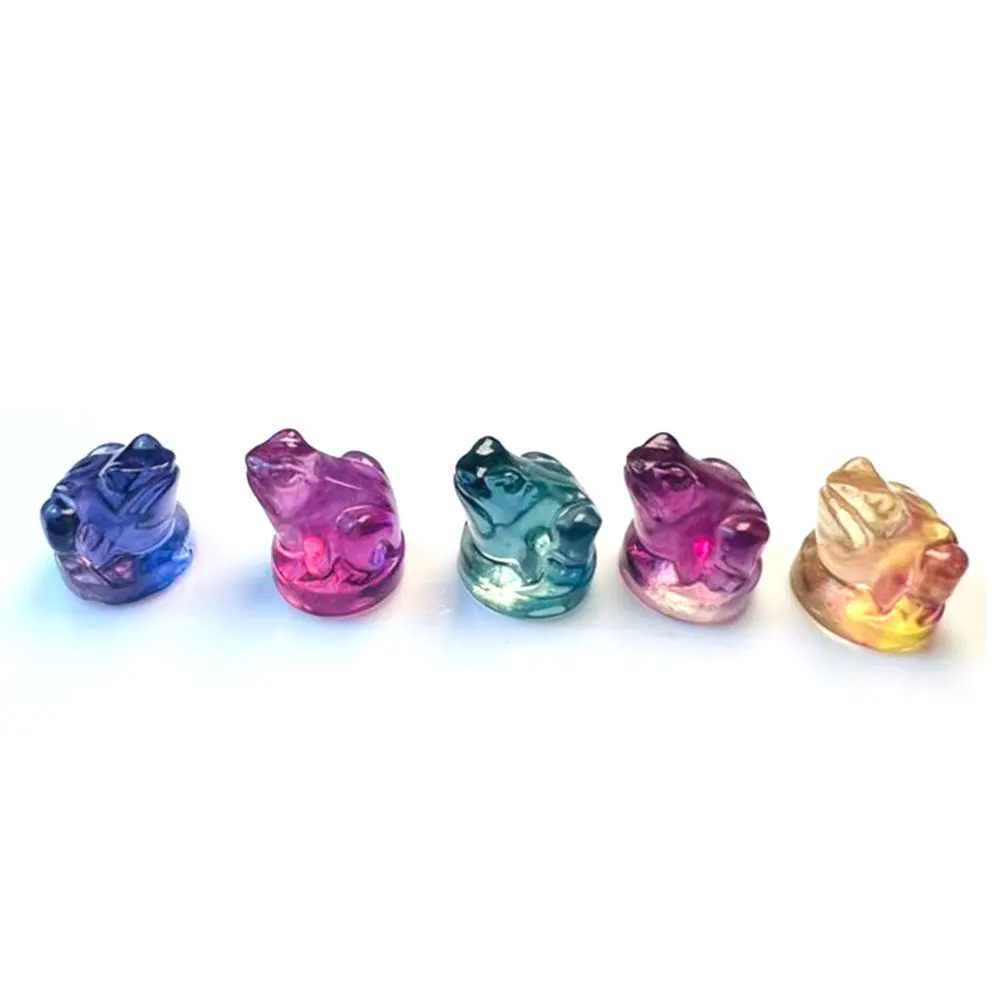 1pc Natural Rainbow Fluorite Mini Frog Carvings Animal Crystal Healing Stone Craft DIY Figurine Home Room Decoration Ornament view 6