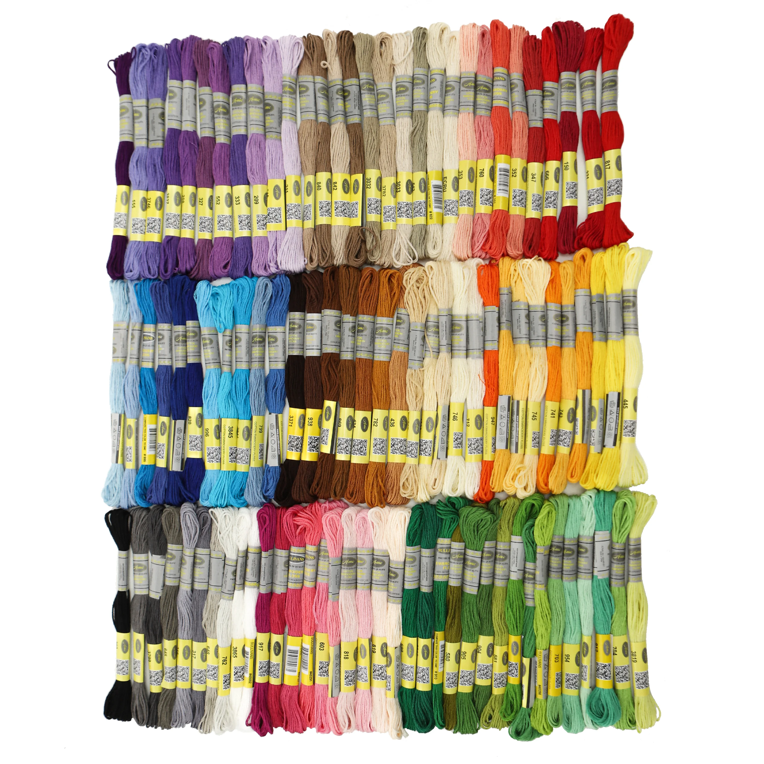 AmoHilos 100 Selected Colors Set For Flora Mercerized Egyptian Long Fiber Cotton Embroidery Floss Cross Stitch Thread  8.7 Yards