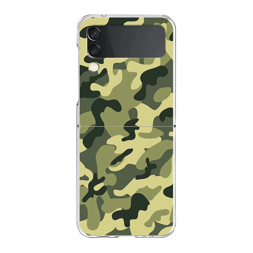 Camouflage Camo Hard PC Phone Case For Samsung Galaxy Z Flip 4 5 6 Black Cover For Galaxy Z Flip 3 Foldable Shockproof Case Capa