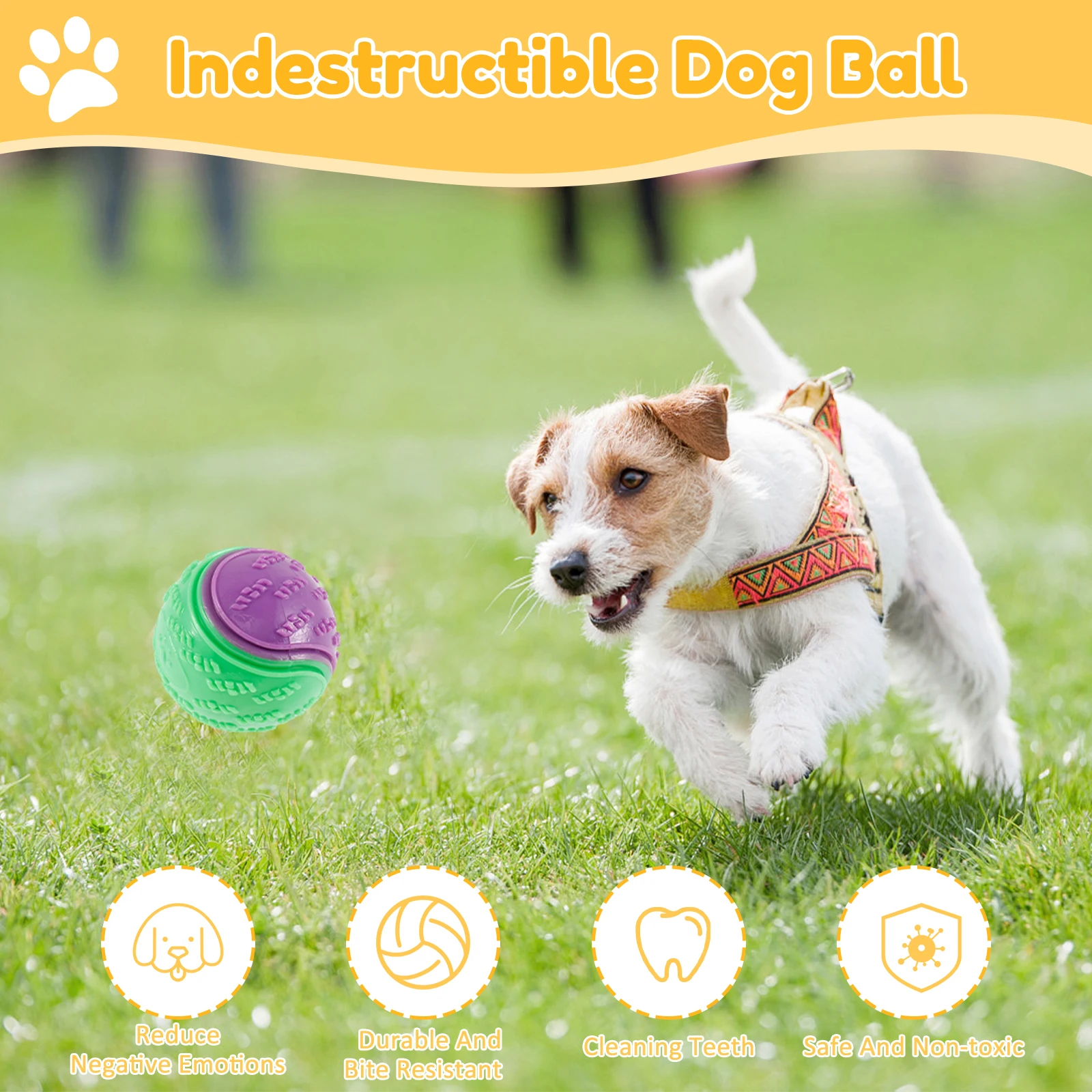 6Pcs Squeaky Balls Toys Dogs Interactive Toys TPR Dog Chew Toy for Dog Pet Teeth Cleaning Bite Resistance  Pet Supplies