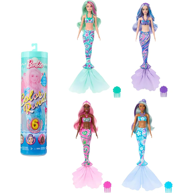 Mattel Barbie Color Reveal Barbie 4/1 Series Mermaid Superise Box Random Get One Collectible Car Toys Diecast Vehicle