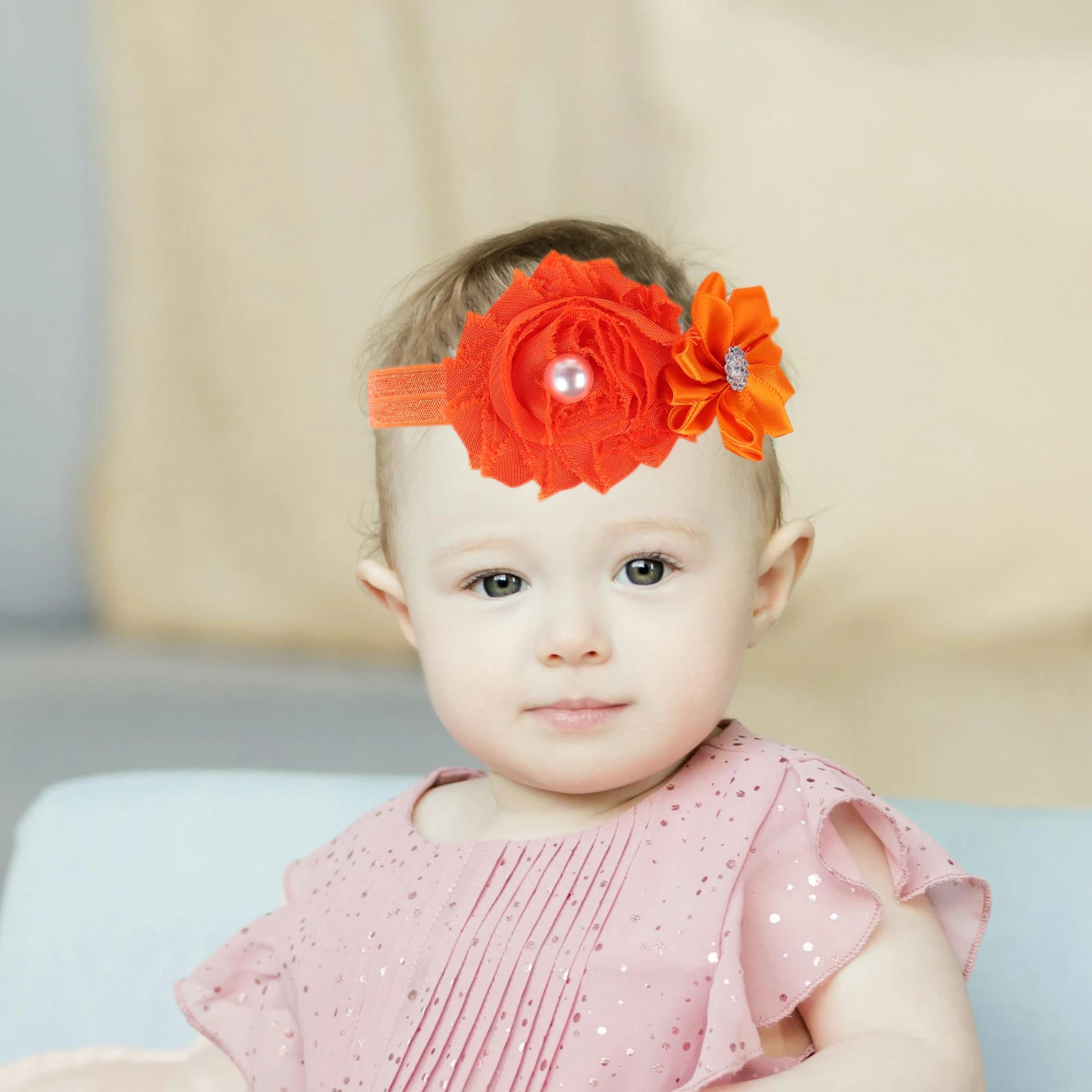 

Headbands 1.5X36Cm Elastic Ribbon Elastic Headbands Flower Pearl Decor Hair Band Accessories For Photo