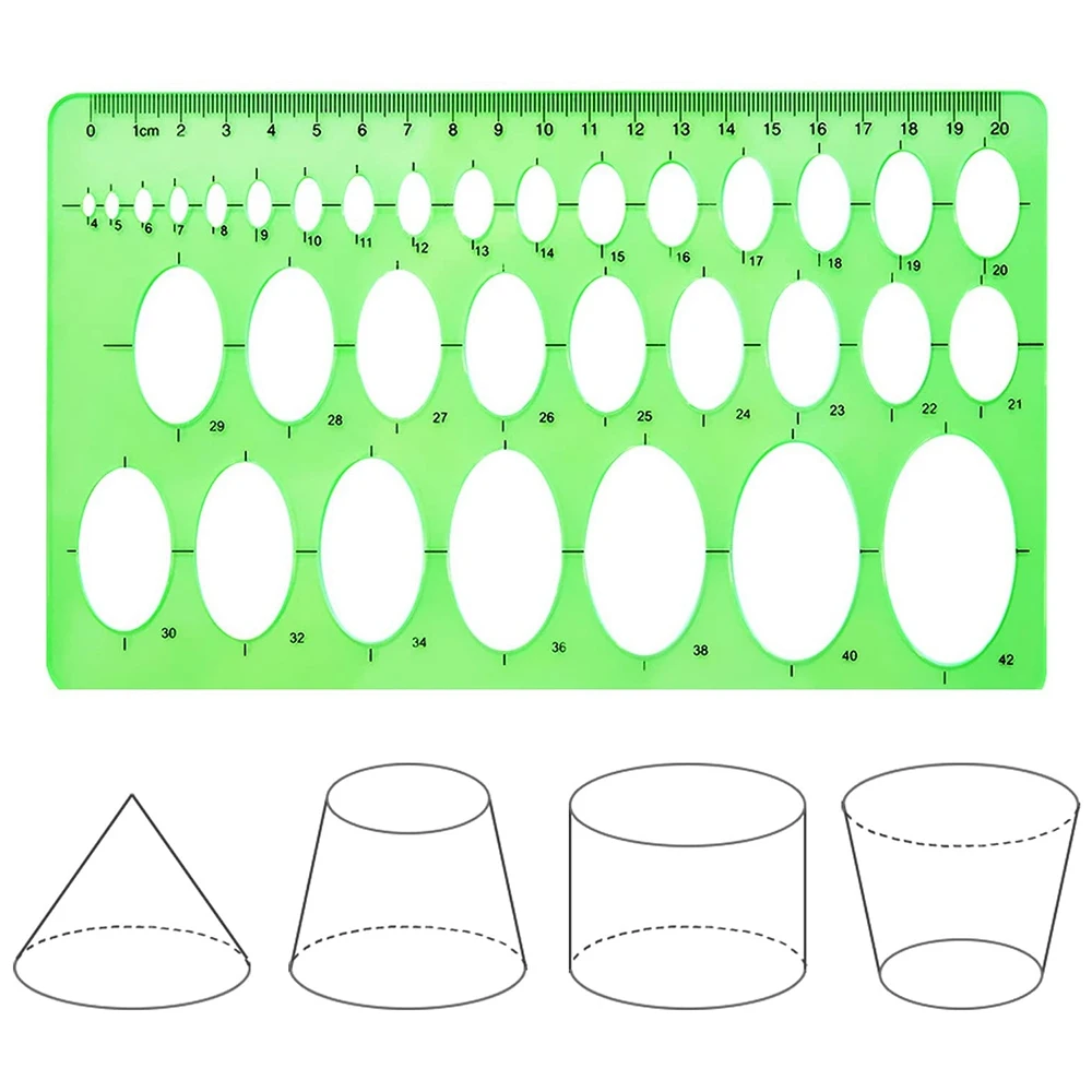 

AED6-4 Pieces Template Plastic Rulers Circle Oval Circle Radius Drawing Templates For Office And School Supplies Clean Green