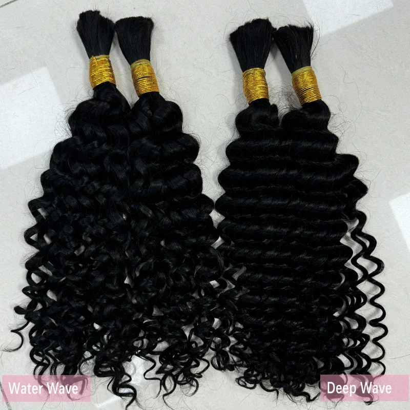 Deep Wave Bulk Human Hair For Braiding 100G No Weft Natural Human Hair Extensions Water Wave Bulk for Boho Knotless Braids