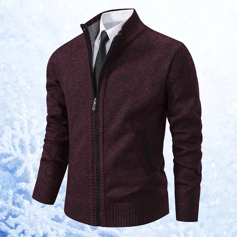 2023 Fall and Winter New Men\'s Cardigan Cardigan Jacket Sweater Zipper Stand-up Collar Knitted Thickened Jacket