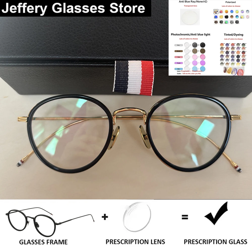 

New York TB905 Oval Prescription Eyeglasses Pure Titanium Ultralight Brand Design Eyeglasses Optic Custom Progressive Spectacles