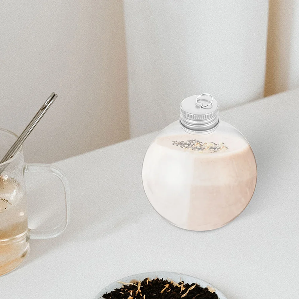 

6Pcs Transparent Bulb Shaped Bottle Pet Plastic Juice Containers Spill Proof Portable Drink Bottles for Milk Yogurt Outdoor Use