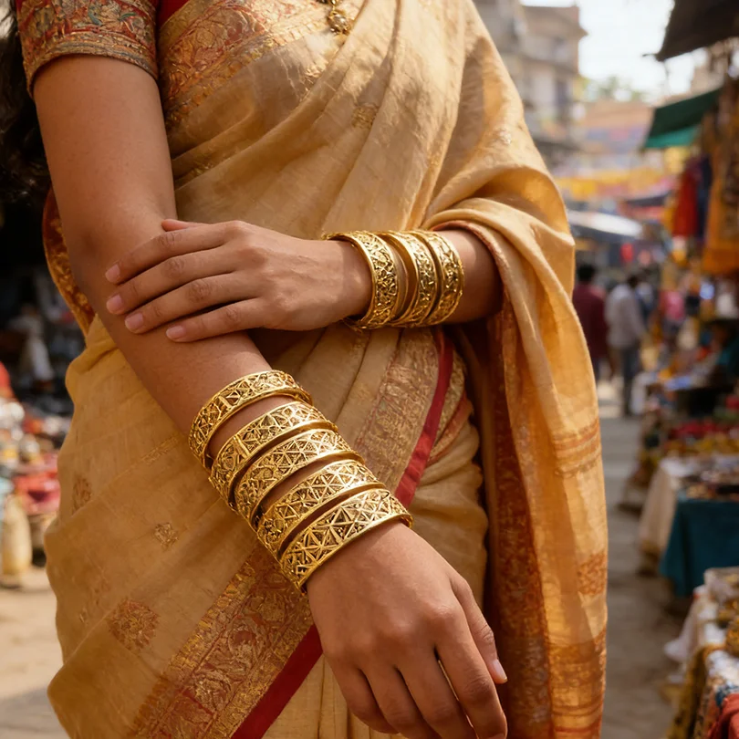 African Gold Color Bangles for Women Girls Dubai Circle Bride Wedding Bracelet Ethiopian Jewelry