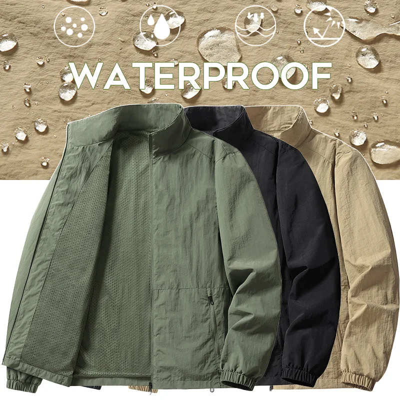 Autumn Breathable Men's Jackets Outdoor Sports Casual Loose Splash-proof Coat Male Spring Stand-up Collar Classic Windbreaker