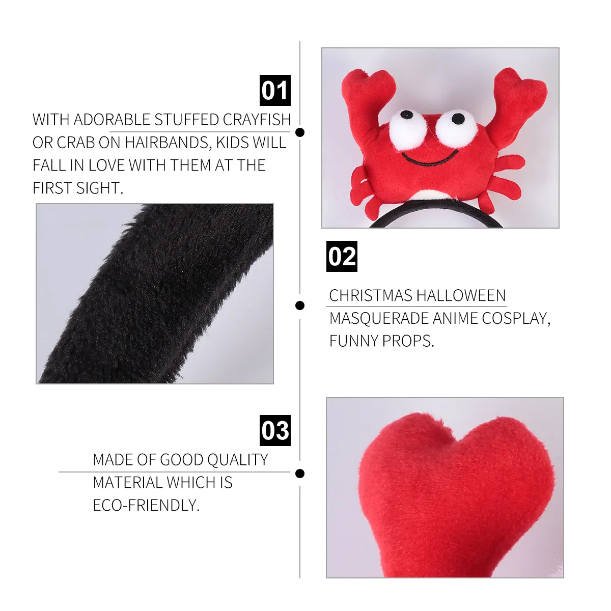 

2Pcs Red Crayfish Lobster Hairbands Cloth Adorable Kids Headwears Cartoon Crab Party Supplies Cosplay Cloth Headwears