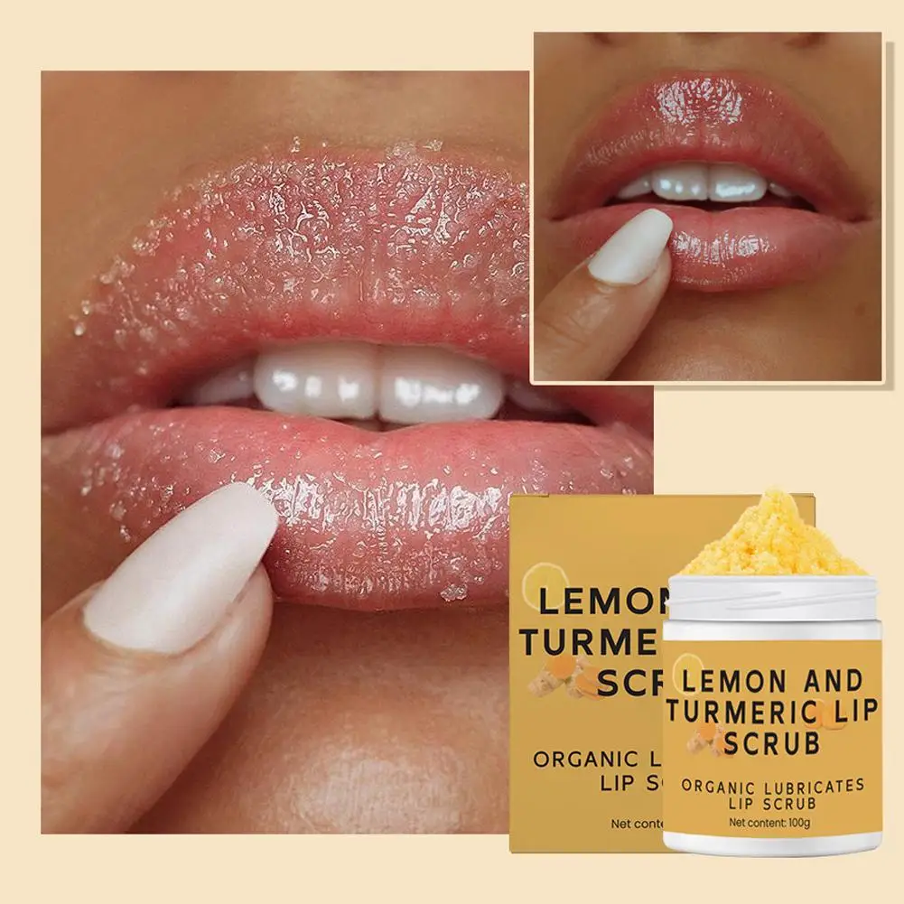 100g Kurkuma Lip Peeling Peeling Entfernung Abgestorbene Haut Verblassen Lippen Pflege Pflegende Produkte Anti-trockenheit Feuchtigkeitsspendende Linien li I9E1