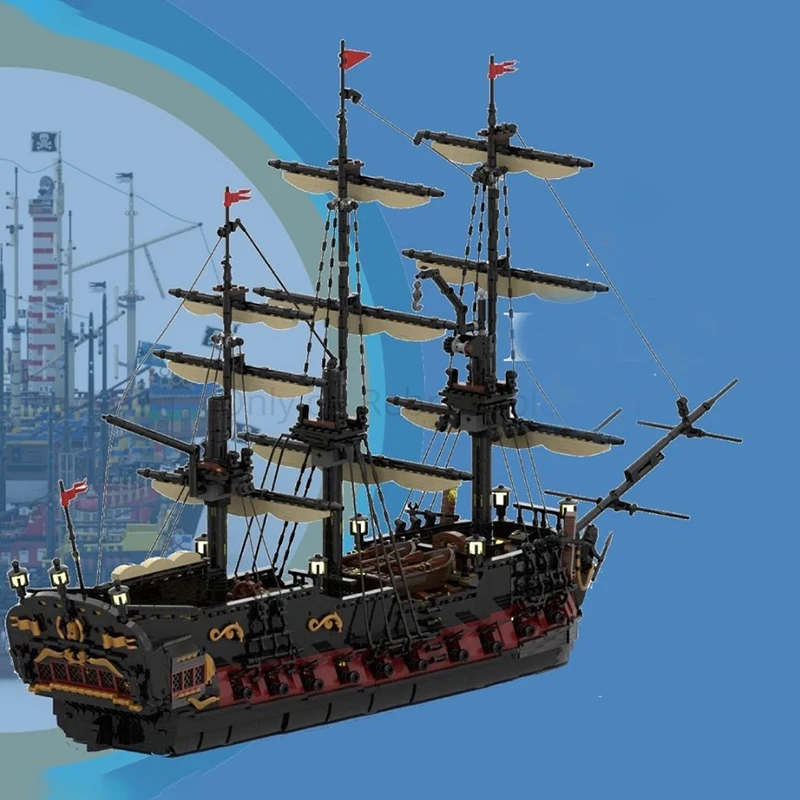 Exquisite New Product MOC Building Blocks Pirate Scene Model Red Knight Ship Technology Modular Children's Toy Gift DIY  Set