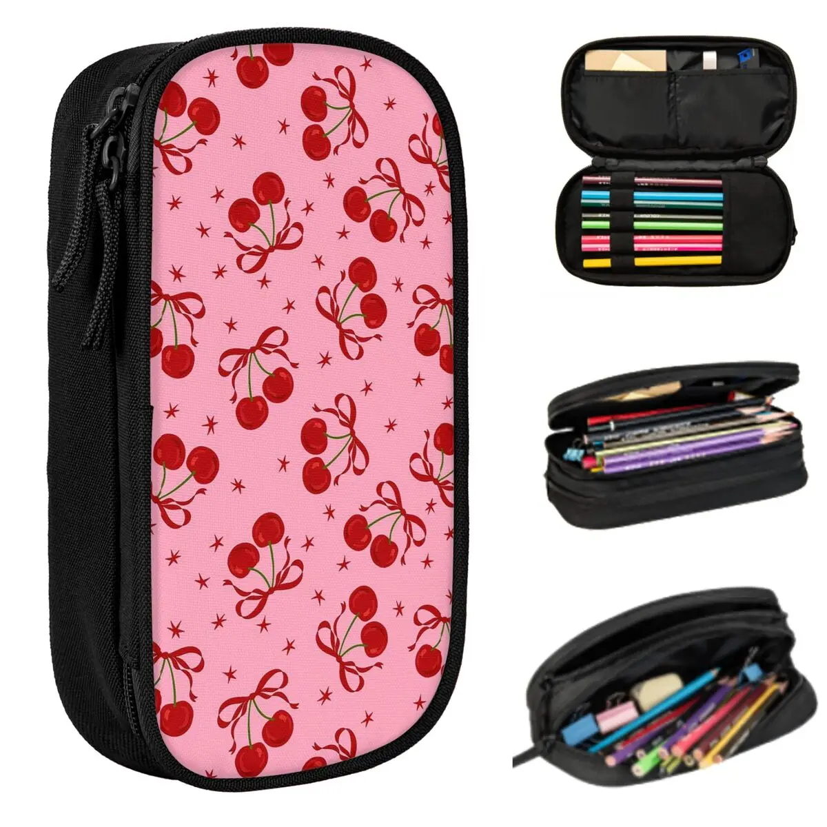 Cherry Pencil Case for Studen School Pen Box Pencil Bag Stationery Supplies Pen Holder Bag
