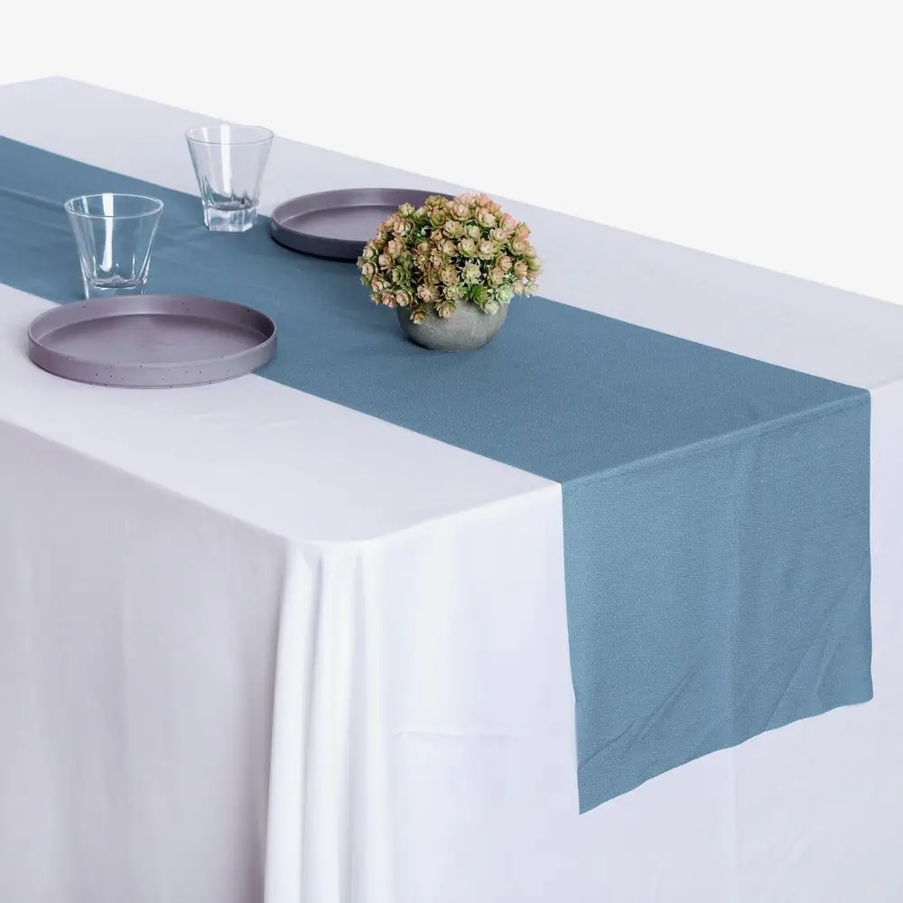 

Sheer Chiffon Table Runner, 12x108 Inches, Shimmering Dusty Blue for Weddings, Showers, and Special Events