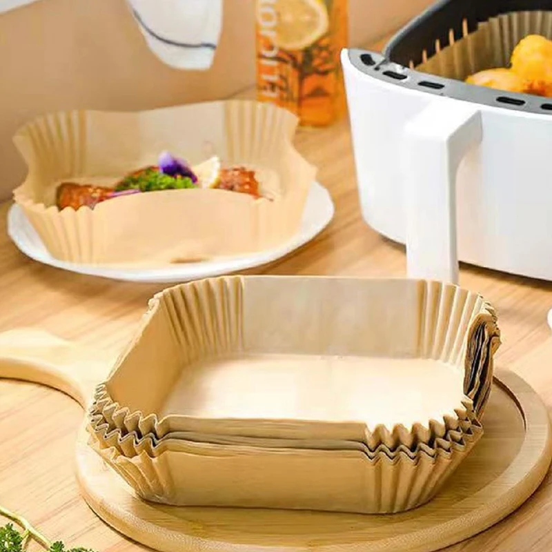 50pcs Air Fryer Paper Disposable Paper Parchment Wood Pulp Steamer Cheesecake Airfryer Tray Baking Paper Bandeja Freidora Aire