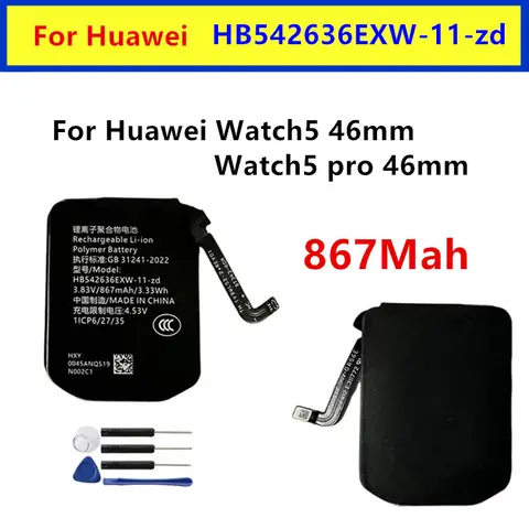New HB542636EXW-11-zd 867mAh Speaker Battery For Huawei Watch5 46mm/watch5pro 46mm Battery Batteries + Free Tools