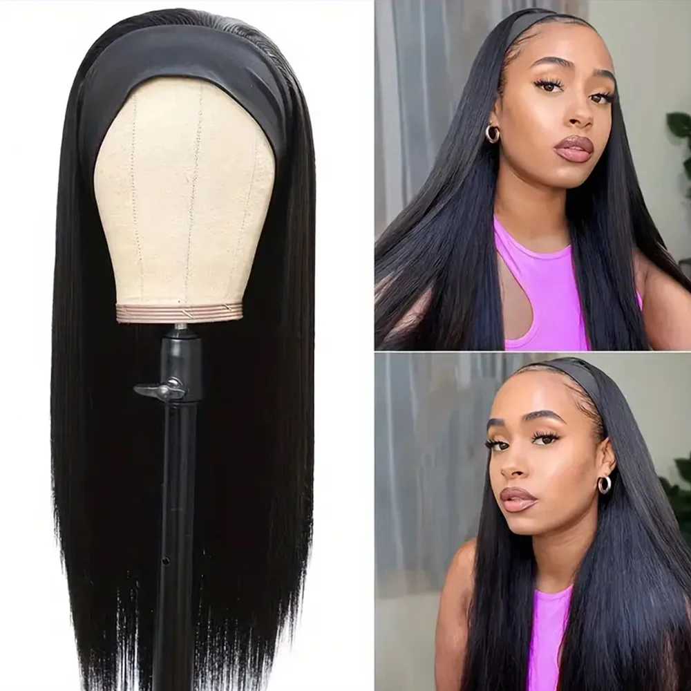 12-26 Inch Headband Straight Wig Human Hair 180% Density No Glue No Lace Front Wigs Human Hair Headband Body Wave Wigs For Women