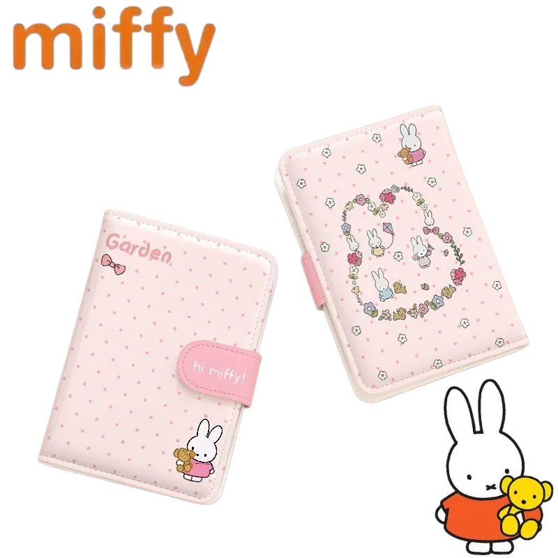Sweet Miffy Rabbit Cute Creative Cartoon Pattern Magnetic Buckle PU ID Holder Simple Fashion Portable Change Storage Card Holder