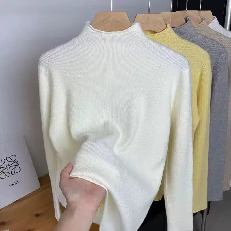 

Elegant Solid Turtleneck Sweaters for Women Casual Long Sleeve Slim Jumpers Autumn Winter Solid Warm Basic Pullovers 2025