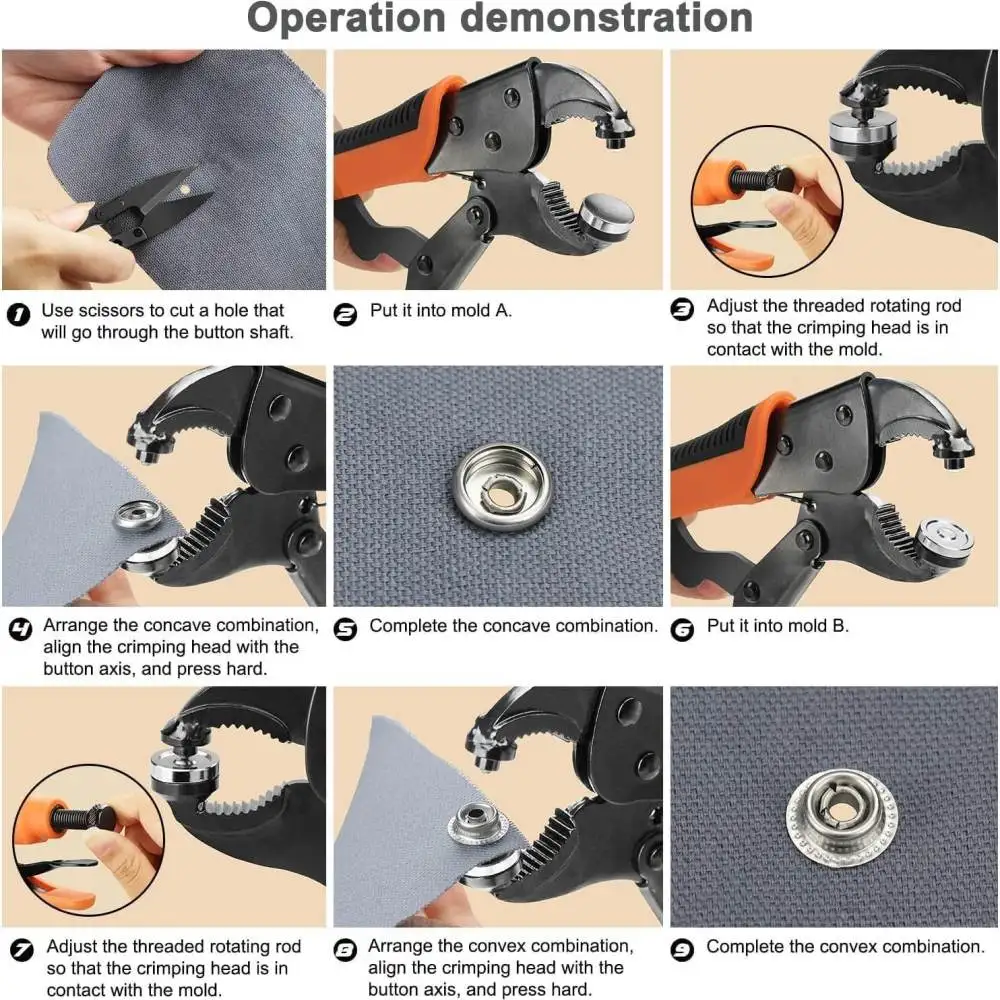 Heavy Duty Metal Snap Fastener Pliers Tool Kit Stainless Steel Press Stud Setting Applicator For Leather Clothing Repair