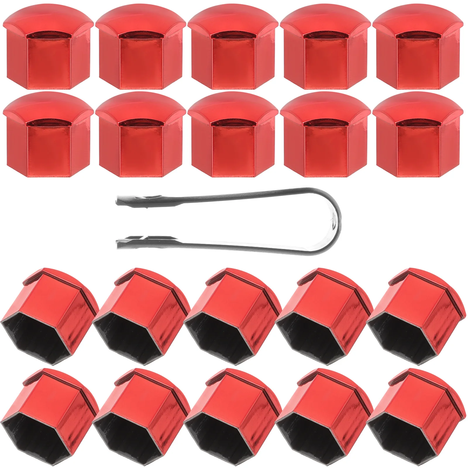 

20pcs Lug Nut Covers Red Wheel Hub Screw Protector Caps For Semi Trucks Durable Firm Car Exterior Accessories