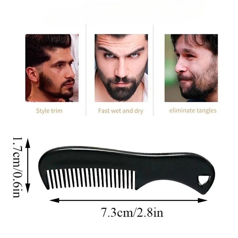 Peine de barba de peluquero con Clip, peine de plástico antiestático para bigote, Mini peine de bolsillo para Barba, herramienta de estilismo profesional para hombres