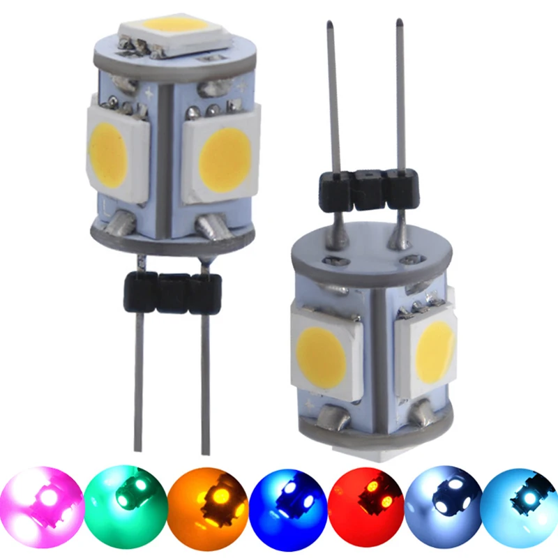 

20pcs G4 DC12V 24V Car LED Instrument Lamp Indoor Crystal Decorative Lighting Vanity Mirror Bulb 5SMD 5050 Ice Blue Warm White