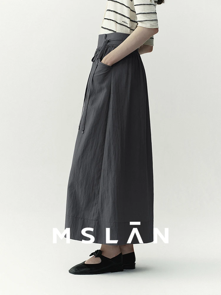 MSLAN High Waist Wrap Style Midi Skirt Casual Loose Side Slit Casual Loose mid Length Skirt Casual Loose Midi Skirt